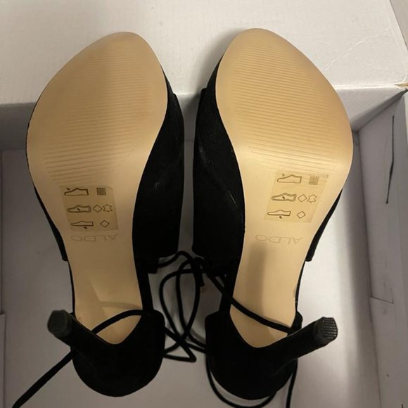 Aldo Black Ankle Lace Up Heeled Sandals - Picture 5 of 6